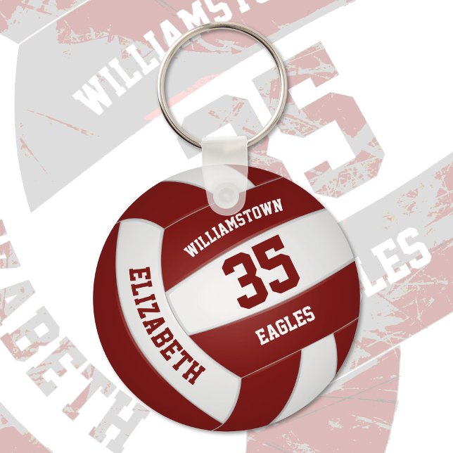 Porte-clés maroon blanc filles garçons équipe couleurs volley (Créateur téléchargé)