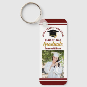 Porte-clés Maroon Gold Graduate Photo 2024 Custom Graduation
