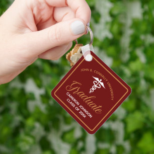 Porte-clés Maroon Gold Médicale School Graduation Keepsaké