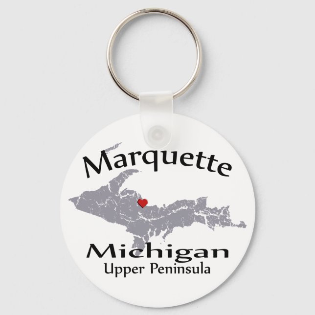 Porte-clés Marquette Michigan Porte - clé de conception carte (Recto)