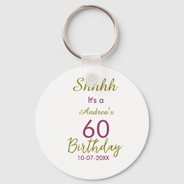 Porte-clés Marron doré shhhh 60e anniversaire nom simple gras (Recto)