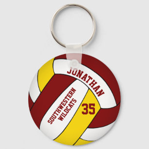 Porte-clés marron jaune personnalisé garçons volleyball