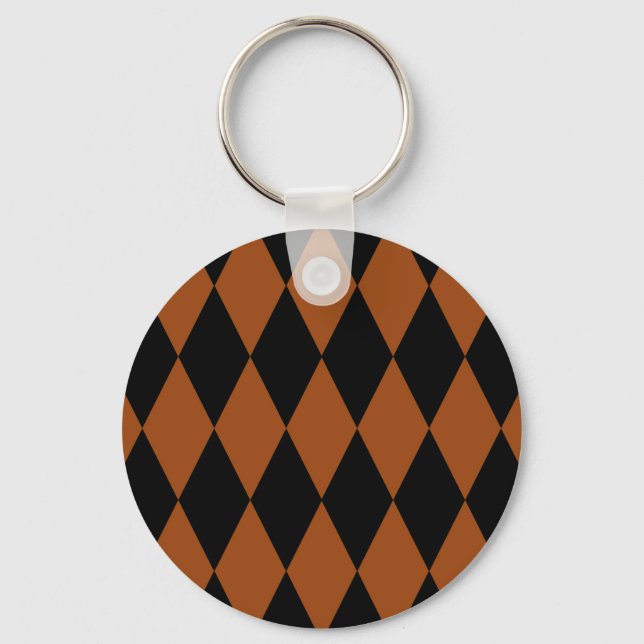 Porte-clés Marron Noir Harlequin Diamants Damier Design  (Recto)