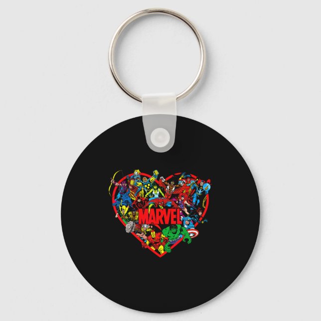 Porte-clés Marvel Saint-Valentin Groupe Photo Heart Mashup  (Recto)