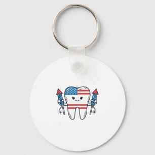 Porte-clés Mascotte de dent patriotique Conception de vecteur