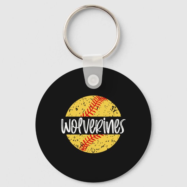 Porte-clés Mascotte de l'équipe de softball des Wolverines Es (Recto)