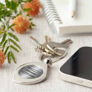 Porte-clés Masculine Faux Argent Stripes Motif