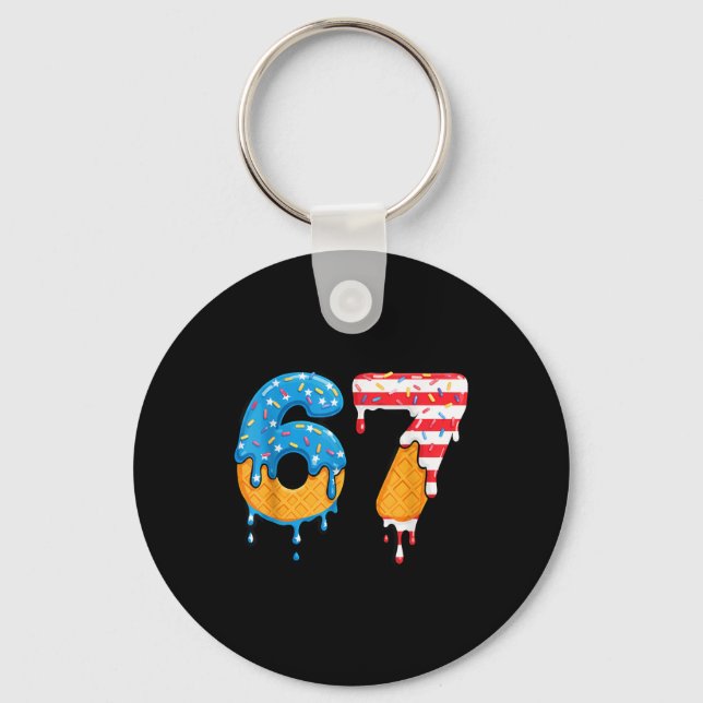 Porte-clés Mason 67 Glace Dégoulinante Mème Six Sept Drapeau  (Recto)