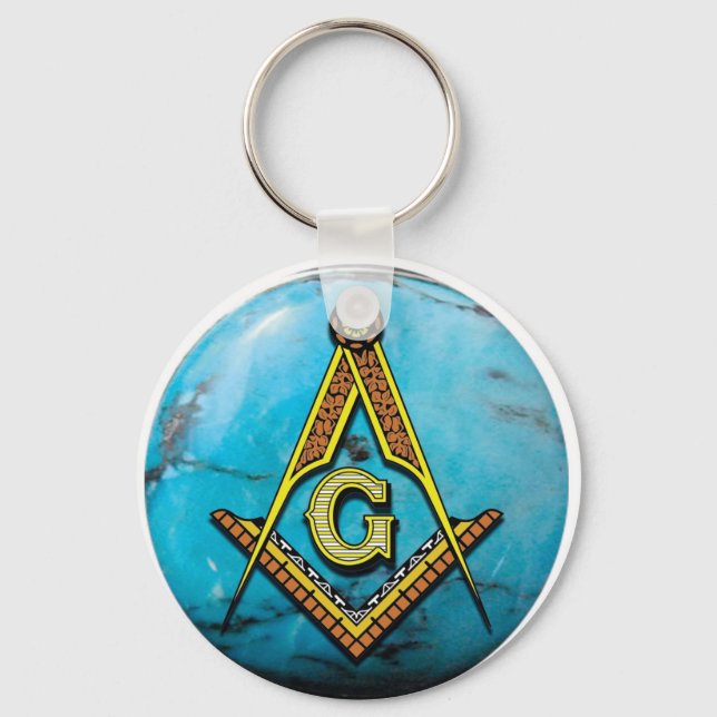 Porte-clés Masonic Square & Compass Turquoise (Recto)