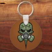 Porte-clés Masque à gaz, crâne à sucre, vert (Front)