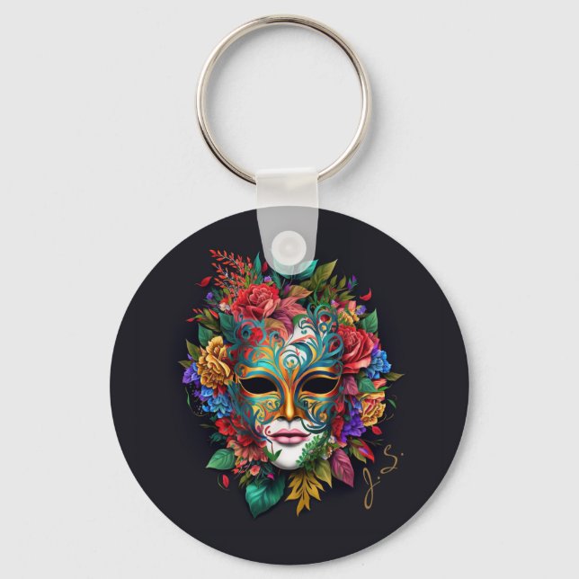 Porte-clés Masque carnaval Floral Brésilien (Recto)
