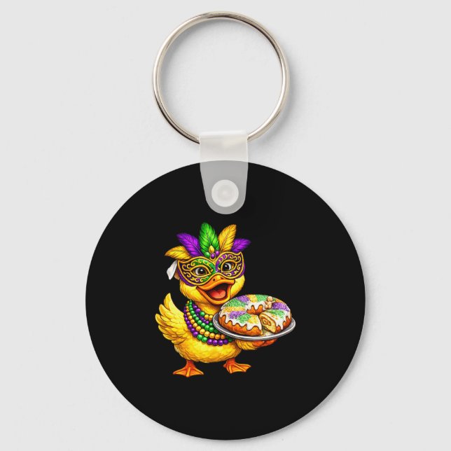 Porte-clés Masque de canard jaune poussin Mardi Gras Roi gâte (Recto)