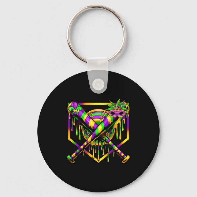 Porte-clés Masque de fête de carnaval Mardi Gras baseball gla (Recto)