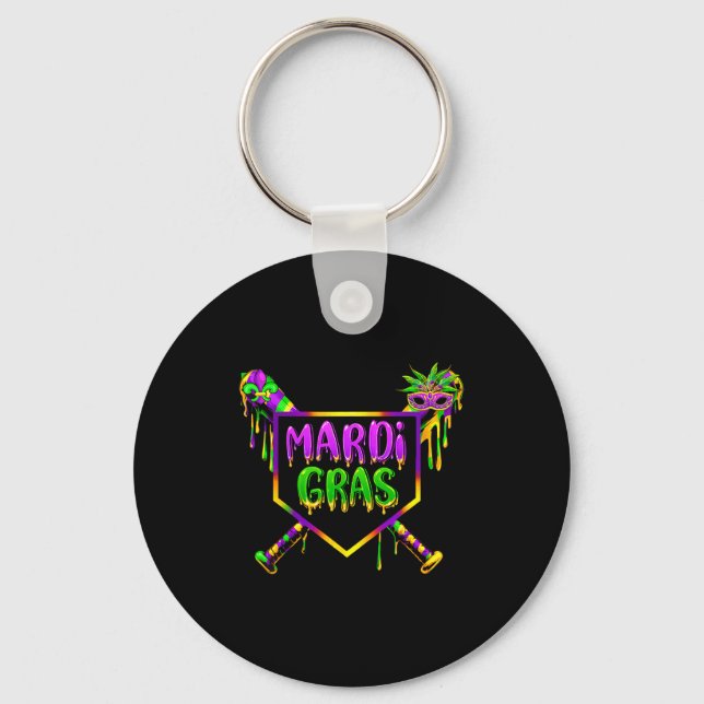 Porte-clés Masque de fête de Carnaval Mardi Gras Baseball Gla (Recto)