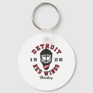 Porte-clés Masque de hockey des Red Wings de Détroit gris off