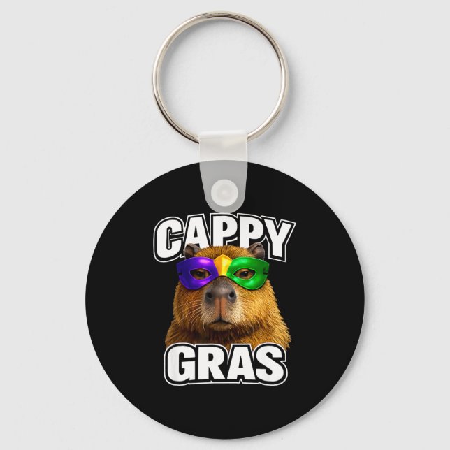 Porte-clés Masque de mardi gras drôle capybara mème  (Recto)