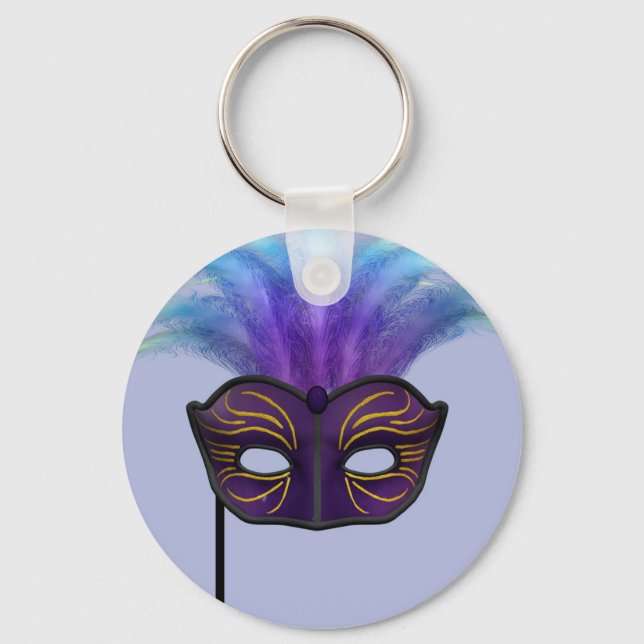 Porte-clés Masque de mascarade violet pour la fête du carnava (Recto)