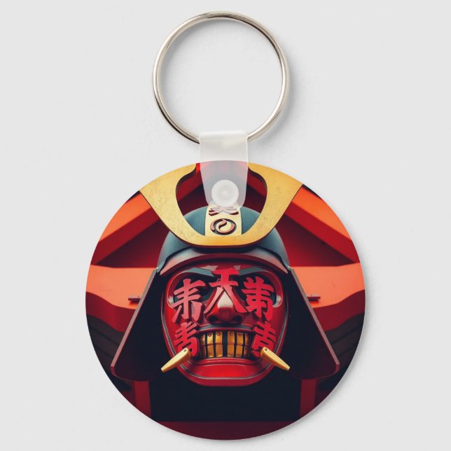 Porte-clés Masque de samouraï anime rouge (Recto)