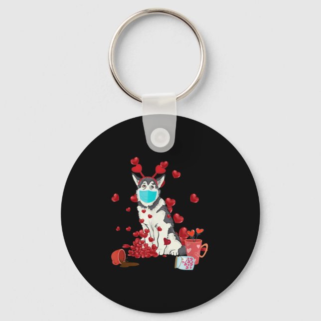 Porte-clés Masque de visage de Husky | Cadeau de la Saint-Val (Recto)