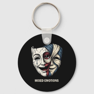 Porte-clés Masque d'émotions mixtes Dark Aesthetic Goth Graph