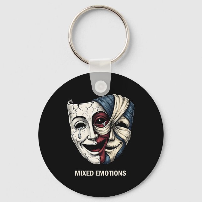 Porte-clés Masque d'émotions mixtes Dark Aesthetic Goth Graph (Recto)