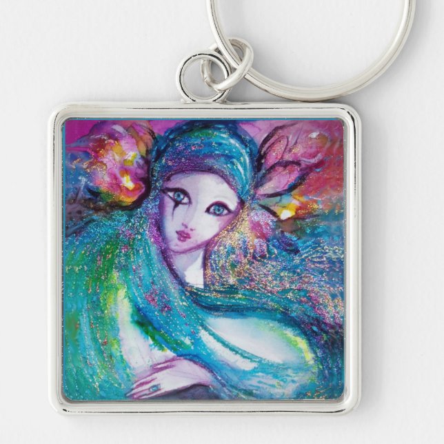 Porte-clés MASQUE EN BLEU / Masques vénitiens (Devant)