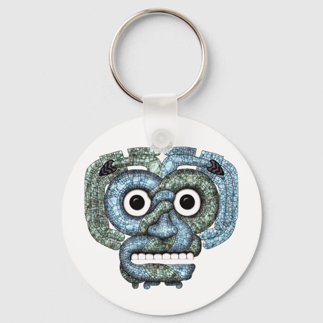 Porte-clés Masque en mosaïque aztèque (Recto)