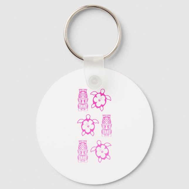 Porte-clés Masque rose de Honu et de Tiki (Recto)