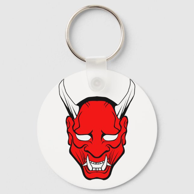 Porte-clés Masque rouge japonais Hannya (Recto)