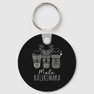 Porte-clés Masque Tiki de Noël hawaïen Mele Kalikimaka Santa