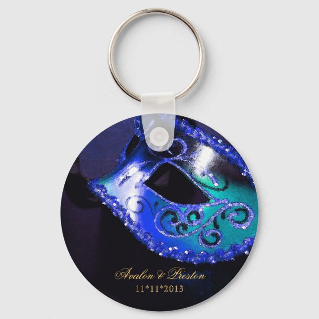 Porte-clés Masquerade mariage Favor Porte - clé bleu (Recto)