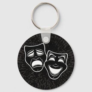 Porte-clés Masques de Comédie et de Tragédie Noir et Blanc In