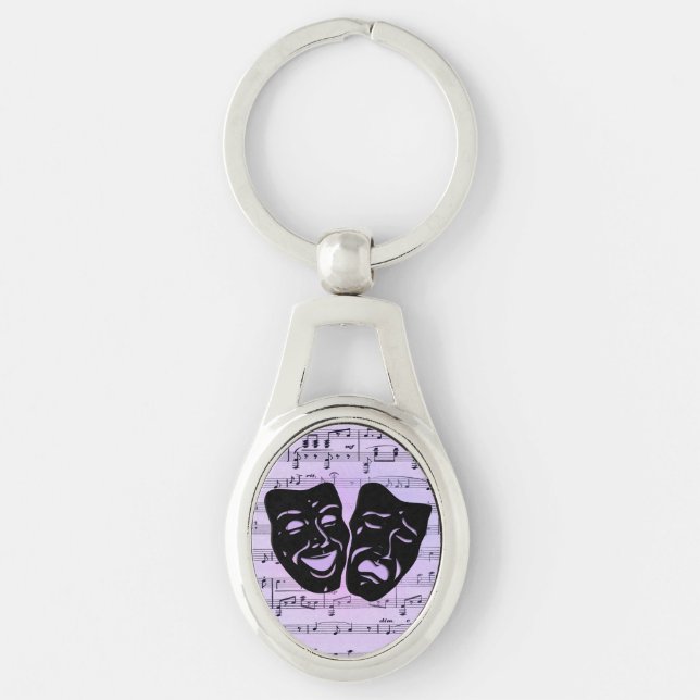 Porte-clés Masques de musique et de théâtre violets (Devant)