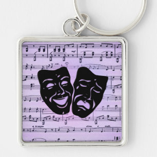 Porte-clés Masques de musique et de théâtre violets