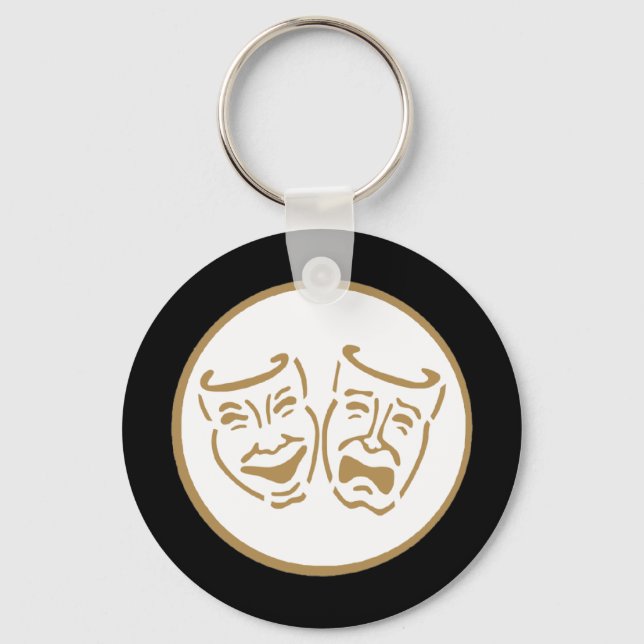 Porte-clés Masques de théâtre (blanc et or) (Recto)
