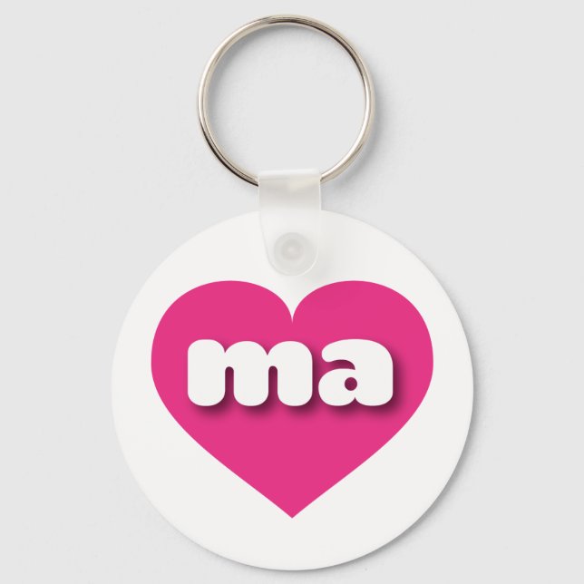 Porte-clés Massachusetts coeur rose chaud - I love ma (Recto)
