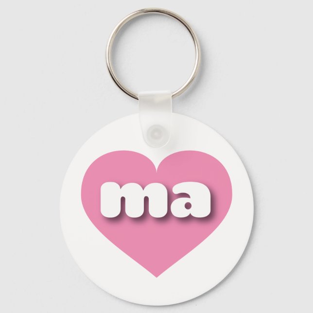 Porte-clés Massachusetts Coeur rose - I love ma (Recto)