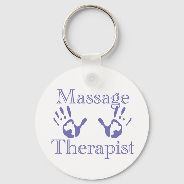 Porte-clés Massage Therapist: Blue Hand Prints (Recto)