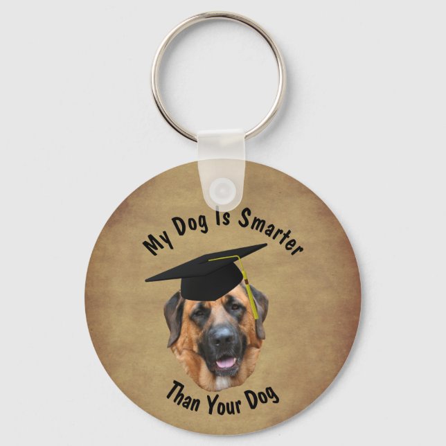 Porte-clés Mastiff My Dog Is Smarter Than Your Dog Funny (Recto)
