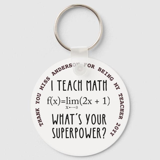 Porte-clés MATH ENSEIGNANT MERCI cadeau personnalisé moins de (Recto)