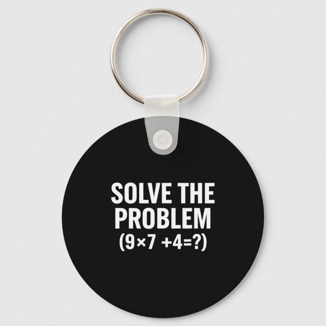 Porte-clés Mathématiques Résolvez Le Problème (9x7+4=_) Drôle (Recto)