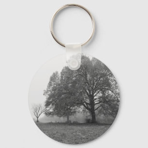 Porte-clés Matin Automnal Brumeux en Niveaux de Gris