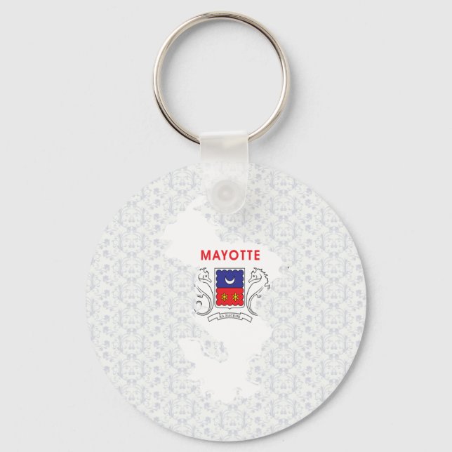 Porte-clés Mayotte Carte Drapeau pleine taille (Recto)