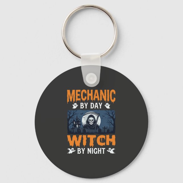 Porte-clés Mécanicien Halloween de jour Sorcière de nuit (Recto)