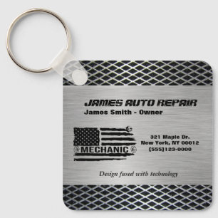 Porte-clés Mécanique American Flag Auto Repair Business Logo