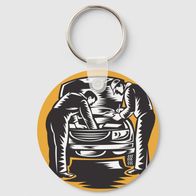 Porte-clés Mécanique Travaillant Sur Un Porte - clé Automobil (Recto)