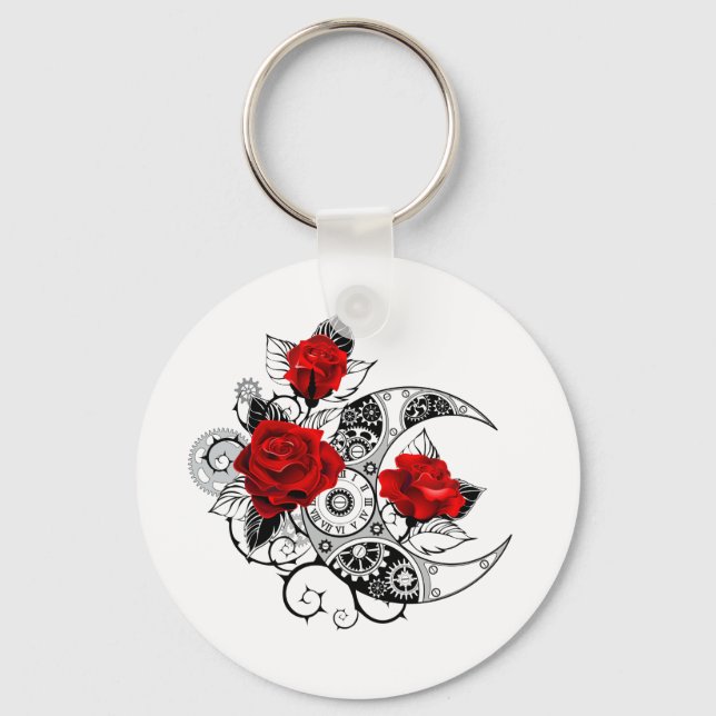 Porte-clés Mechanical Crescent with Red Roses (Recto)