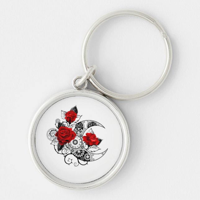 Porte-clés Mechanical Crescent with Red Roses (Devant)