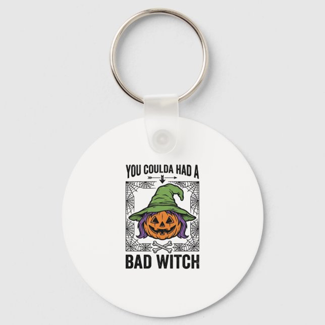 Porte-clés Méchante Sorcière Drôle de Citrouille d'Halloween  (Recto)
