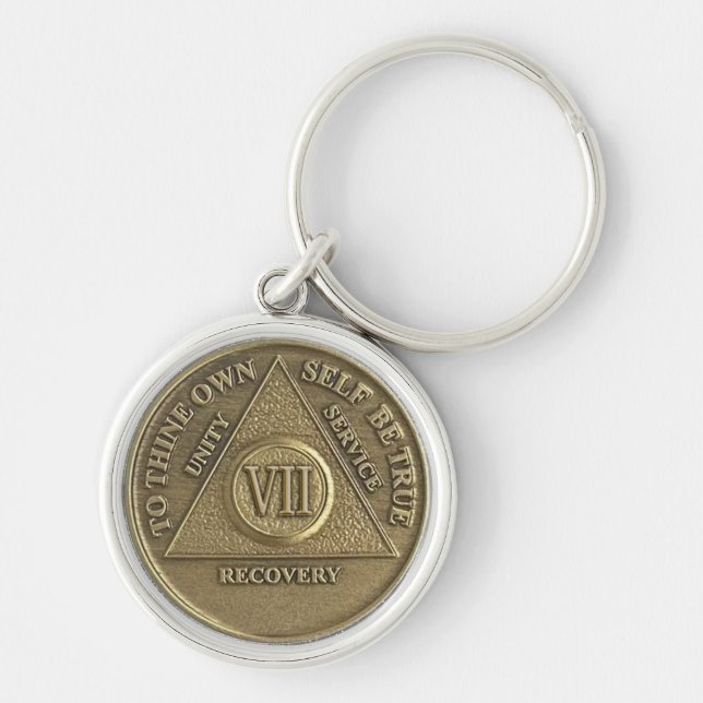 Porte-clés Médaille commémorative de 7 ans de sobriété en pen (Devant)